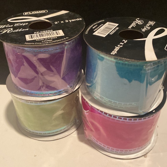 NWT 4 Packages Wire Edge Ribbon 2” wide by 3 yards long - Picture 2 of 2